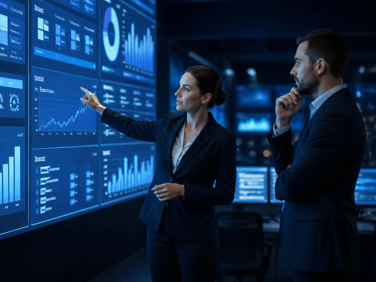 Enterprise ERP command centre with finance, inventory and production reporting screens